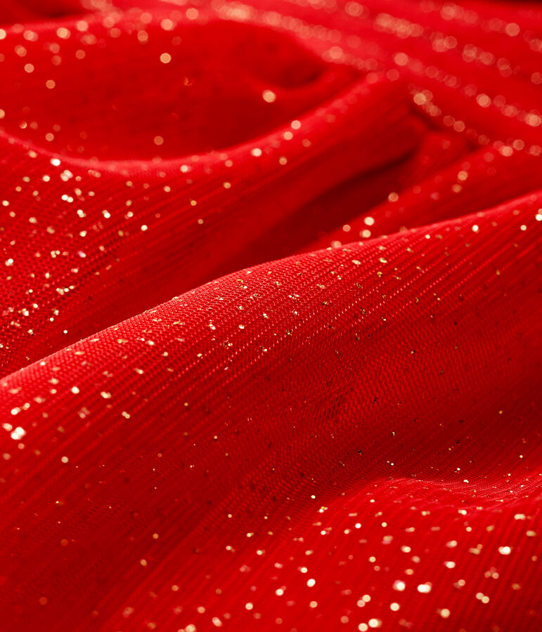 Robe manches longues bi-mati&egrave;re b&eacute;b&eacute; fille rouge/jaune