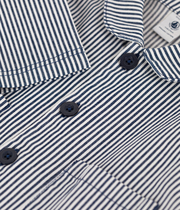 Veste courte b&eacute;b&eacute; en toile ray&eacute;e bleu/blanc