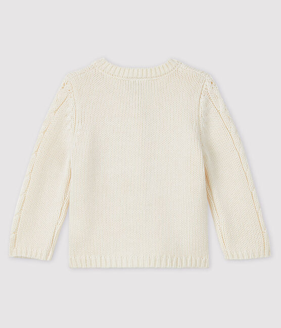 Cardigan bébé laine et coton blanc MARSHMALLOW