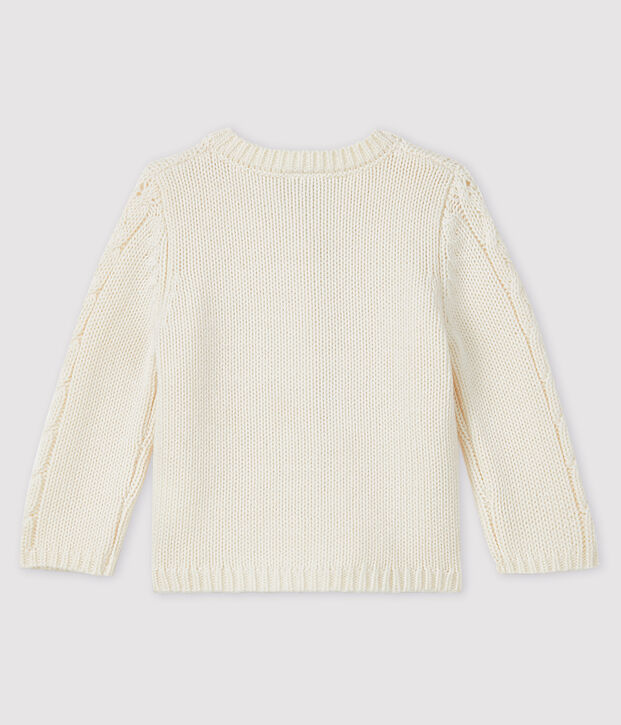 Cardigan b&eacute;b&eacute; laine et coton blanc