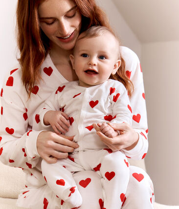 CŒUR_ROUGE - Pyjama à cœurs rouges en coton bébé