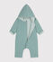 Combinaison longue ouatinée à capuche en coton bébé vert PAUL