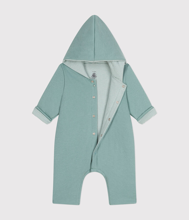 Combinaison longue ouatin&eacute;e &agrave; capuche en coton b&eacute;b&eacute; vert PAUL