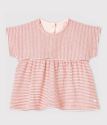 Blouse manches courtes en tubique rayée bébé fille