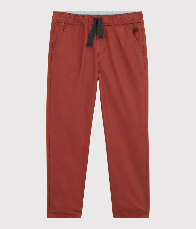 Pantalon regular en serge de coton enfant gar&ccedil;on marron OMBRIE