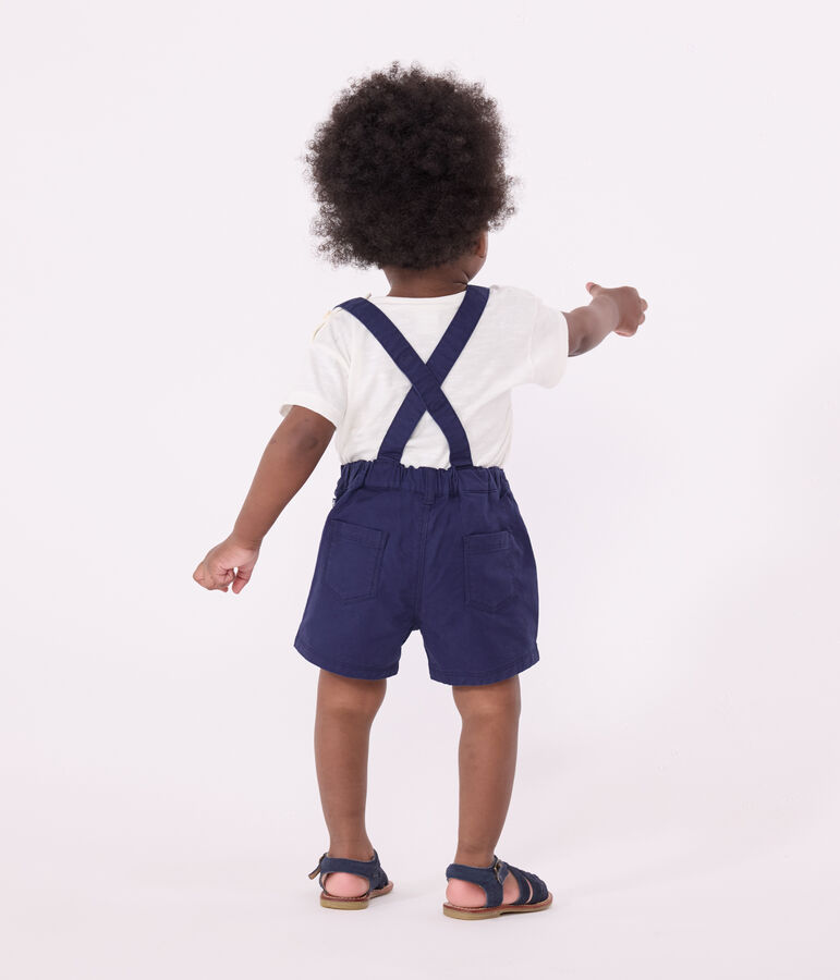 Salopette courte en serge b&eacute;b&eacute; bleu