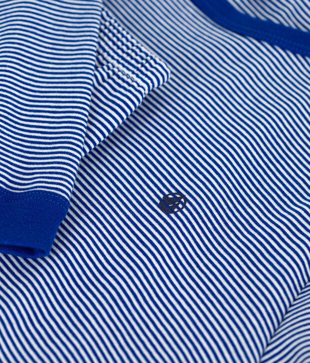 Pyjama enfant en coton &agrave; rayures bleu/blanc