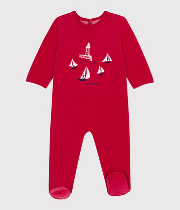 Pyjama bébé en velours ouverture au dos