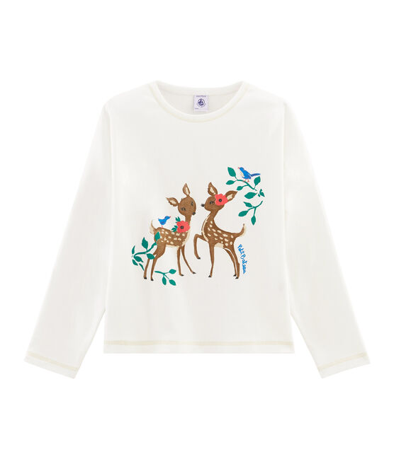 Tee-shirt sérigraphié enfant fille blanc MARSHMALLOW