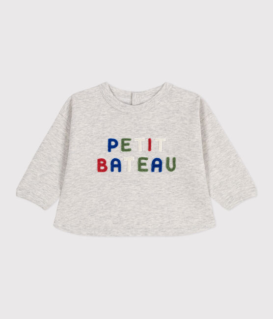 Sweat bébé en coton, uni gris BELUGA CHINE