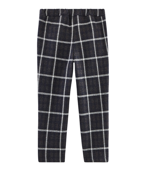 Pantalon maille &agrave; carreaux enfant fille gris/multicouleur