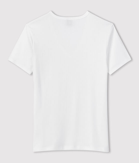 Tee-shirt L'ICONIQUE col V en coton Femme blanc ECUME