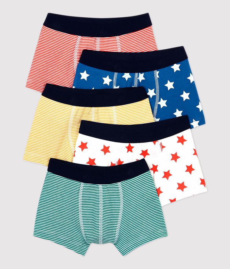 Lot de 5 boxers petit gar&ccedil;on en coton biologique multicouleur