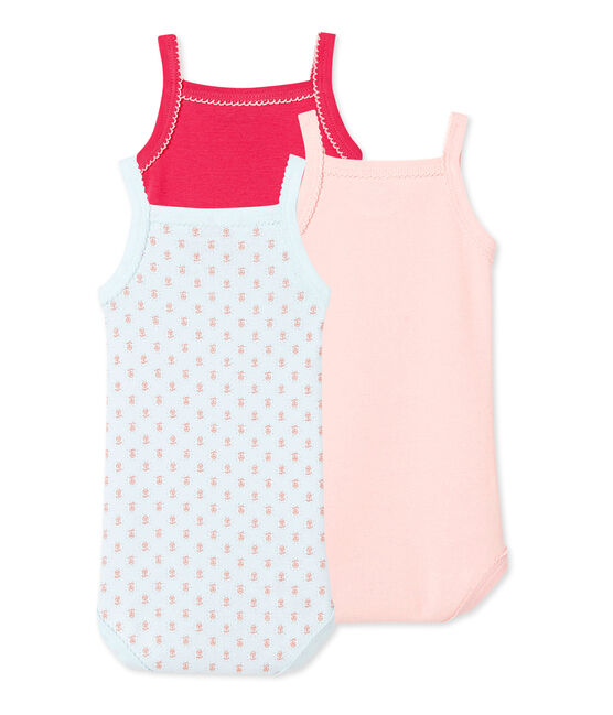 Lot de trois bodies bébé fille à bretelles blanc .