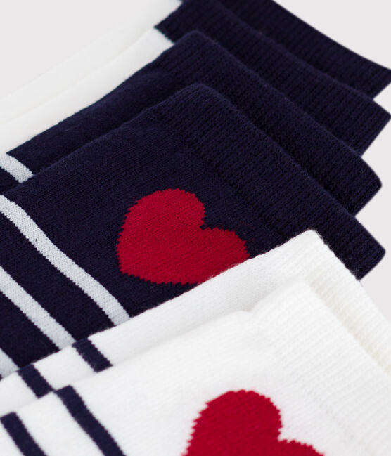 3 paires de chaussettes enfant en coton rayures et cœurs variante 1