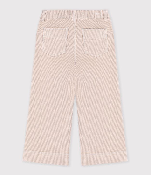 Pantalon wide leg enfant en velours beige clair
