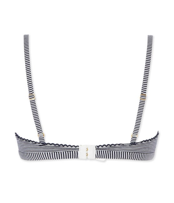 Soutien gorge femme effet seconde peau rayé milleraies bleu ABYSSE/blanc LAIT