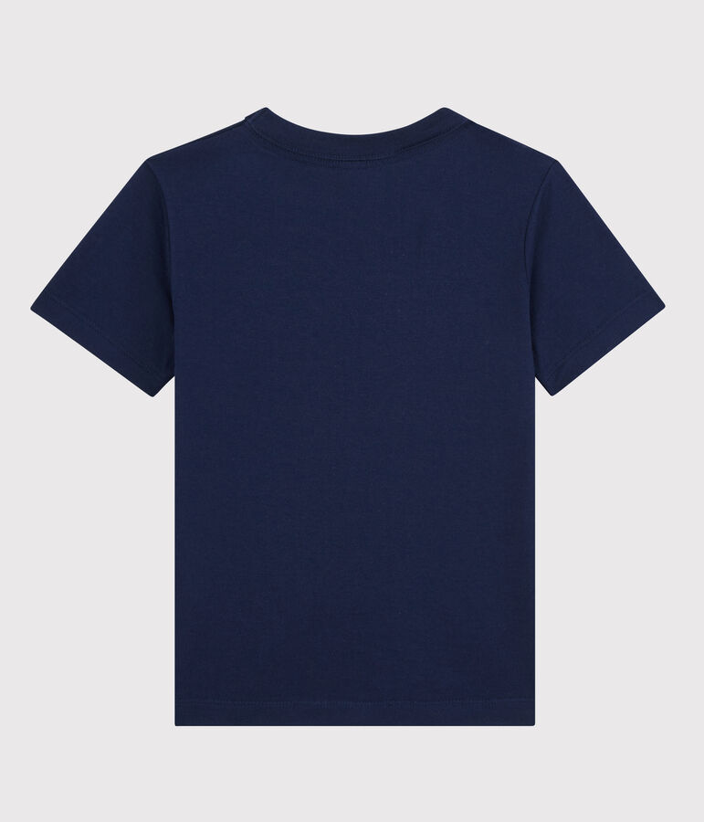 T-shirt manches courtes en coton enfant gar&ccedil;on bleu