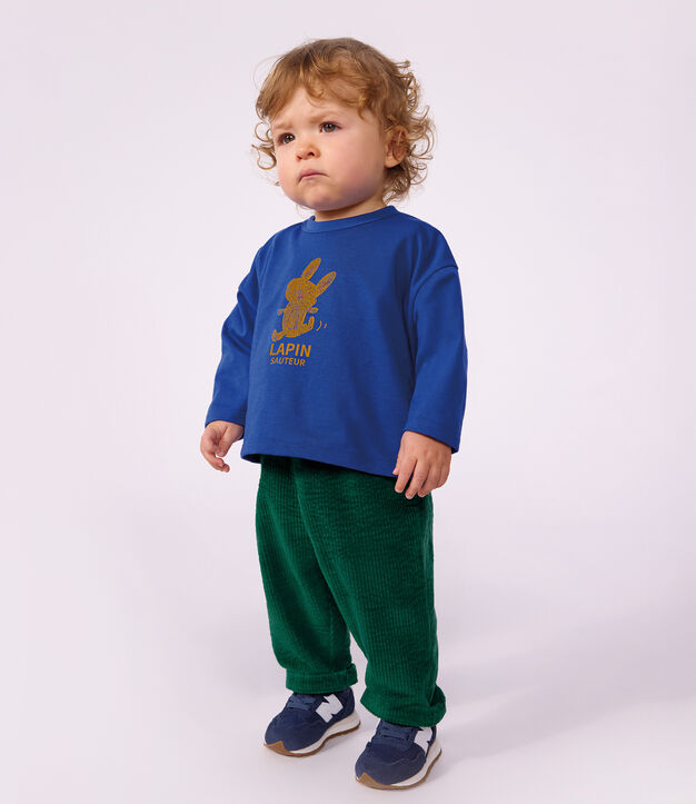 Pantalon b&eacute;b&eacute; en velours uni vert