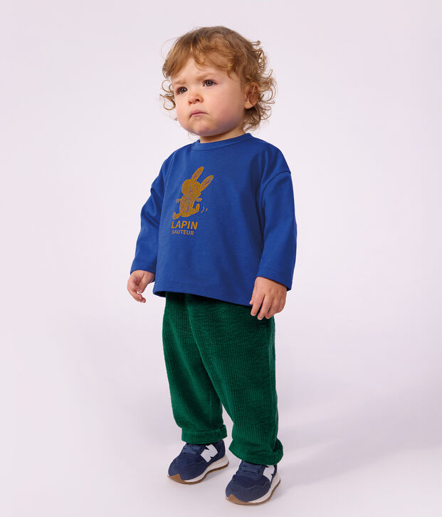 Pantalon b&eacute;b&eacute; en velours uni vert