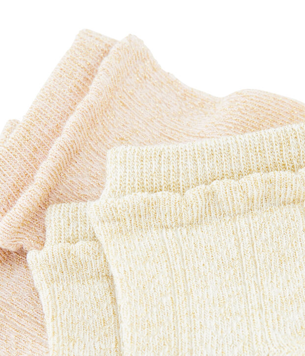 Lot de 2 paires de chaussettes enfant fille blanc/rose