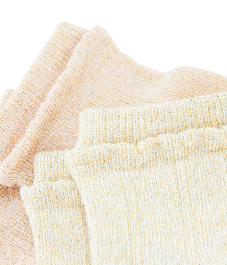 Lot de 2 paires de chaussettes enfant fille blanc/rose