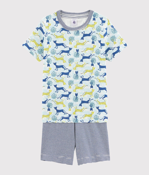 Pyjacourt petit gar&ccedil;on en c&ocirc;te blanc/multicouleur