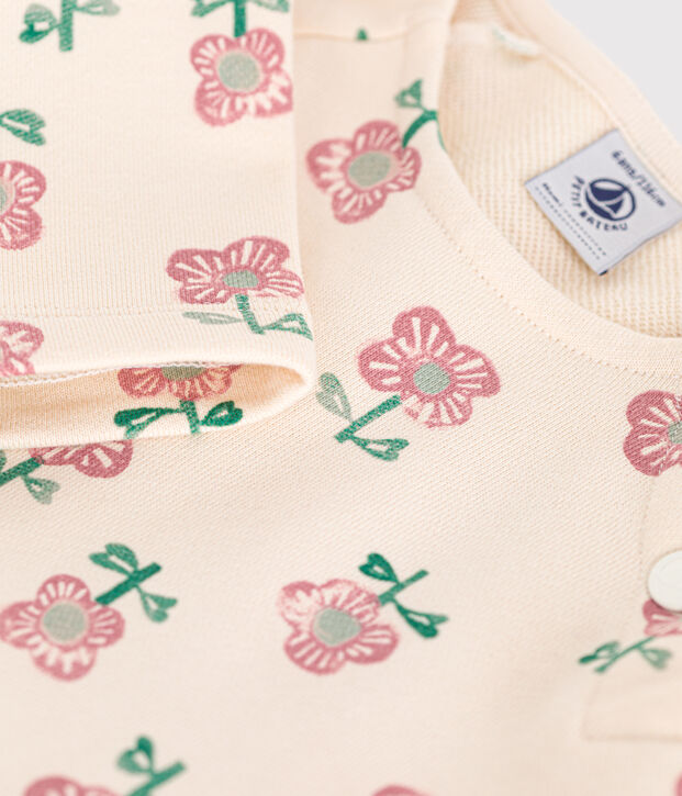 Robe manches longues en molleton enfant fille &eacute;cru/multicouleur