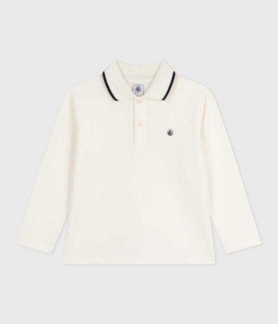 Polo enfant en coton à manches longues imprimé écru MILK
