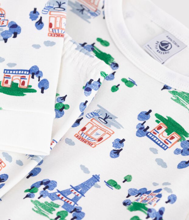 Pyjama tr&egrave;s ajust&eacute; enfant en coton imprim&eacute; multicouleur/bleu/multicouleur