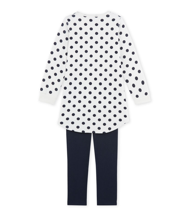 Chemise de nuit fille en bouclette velours bleu/blanc/bleu