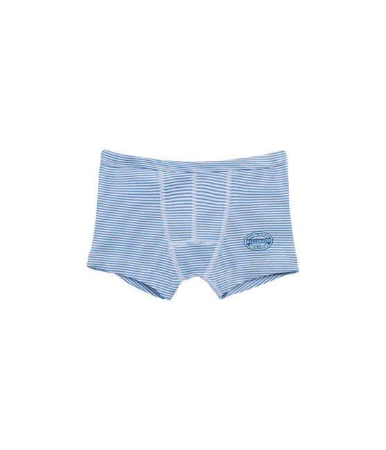 Boxer garçon rayé milleraies bleu ALASKA/blanc ECUME