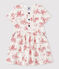 Robe manches courtes en molleton bébé fille blanc MARSHMALLOW/rouge TERKUIT