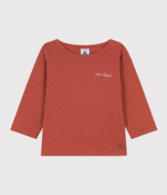 Tee-shirt manches longues en coton bébé marron FAMEUX