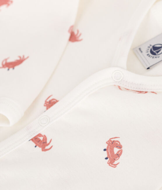 Pyjama bébé en coton sans pieds crabes blanc MARSHMALLOW/blanc MULTICO