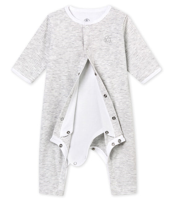 Dors bien sans pieds bébé mixte avec body intégré gris BELUGA/blanc ECUME