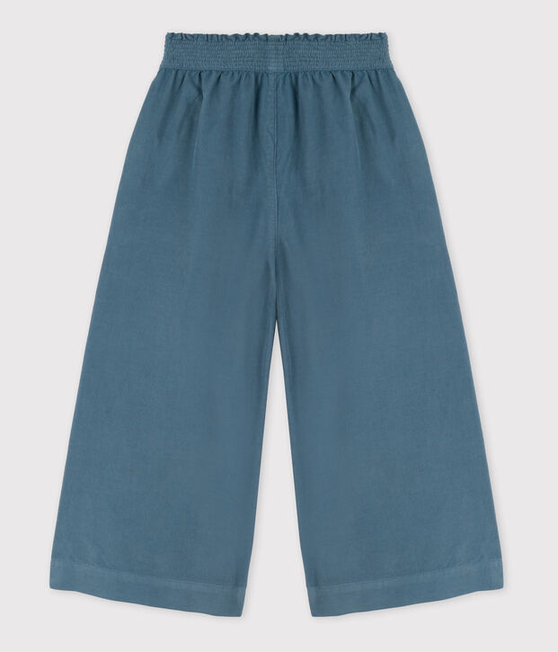 Pantalon large en velours fin enfant fille bleu