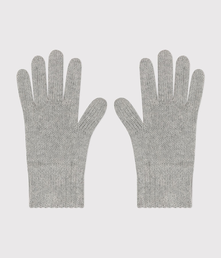 Gants enfant en tricot unies gris
