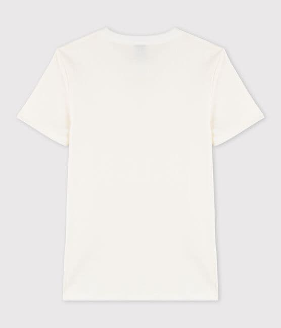 T-shirt col rond  sérigraphié en coton Femme blanc MARSHMALLOW