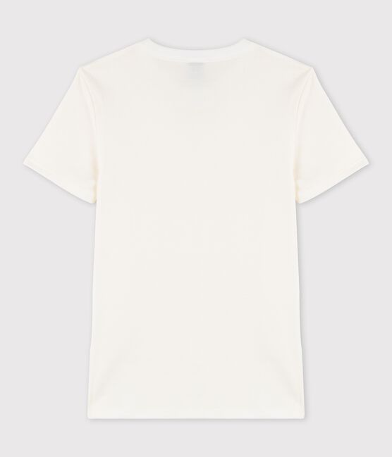 T-shirt col rond  sérigraphié en coton Femme blanc MARSHMALLOW