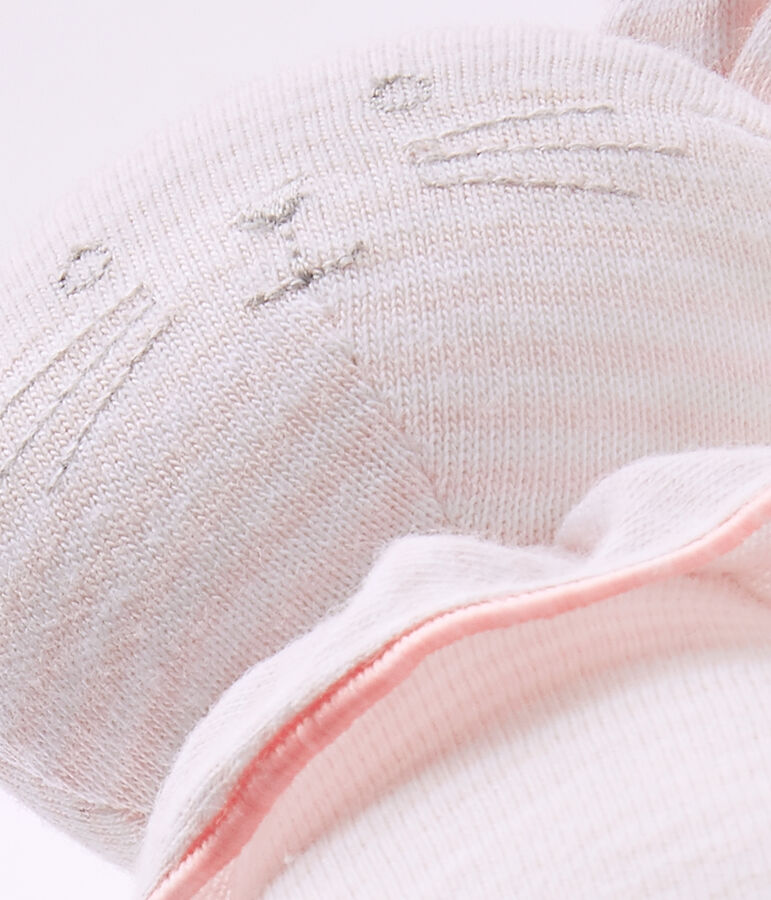 Doudou souris ray&eacute; milleraies rose VIENNE/blanc ECUME CN