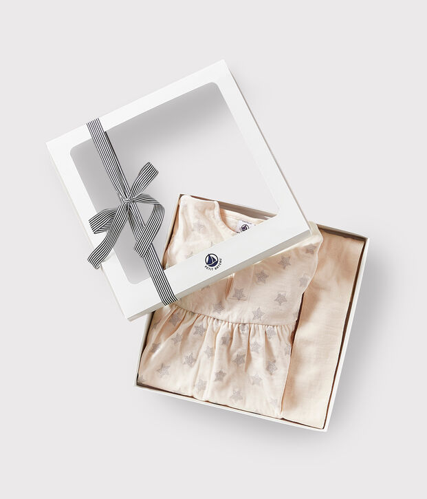 Coffret cadeau b&eacute;b&eacute; robe et collants multicouleur