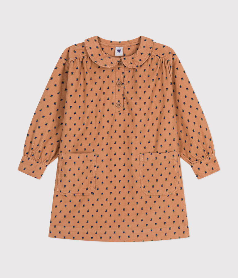 Robe manches longues en velours fleurie enfant fille rose/multicouleur