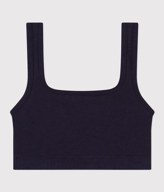 Brassière unie en coton et élasthanne femme bleu SMOKING