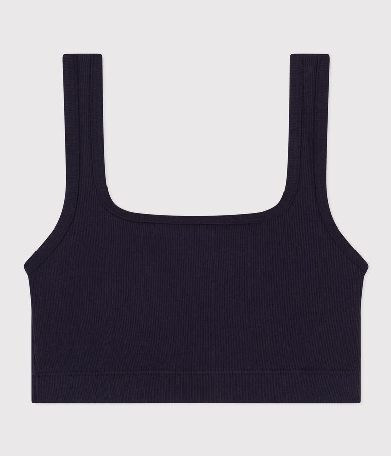 Brassi&egrave;re unie en coton et &eacute;lasthanne femme bleu SMOKING