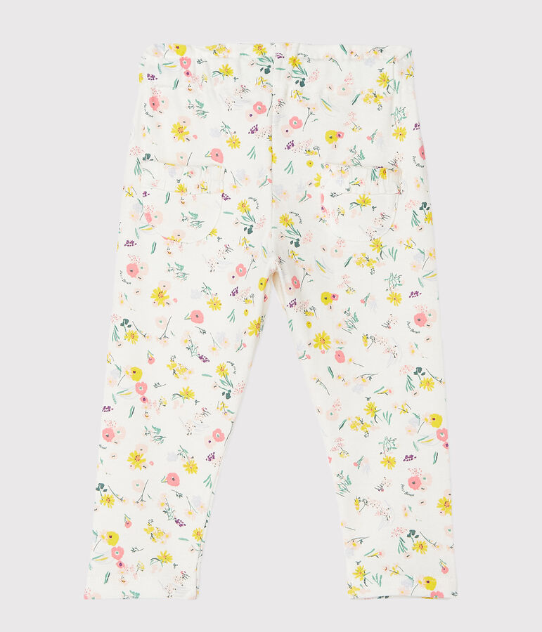 Pantalon b&eacute;b&eacute; fille imprim&eacute;e blanc MARSHMALLOW/blanc MULTICO