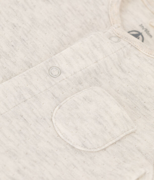 Combinaison longue unie en tubique bio b&eacute;b&eacute; beige chin&eacute;