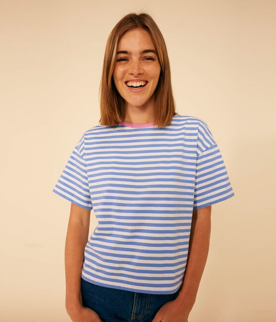 Tee-shirt le Boxy en coton rayé femme GAULOISE/ MARSHMALLOW