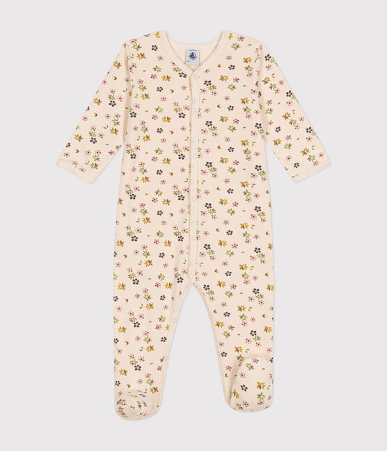 Pyjama en molleton gratté imprimé fleurs bébé blanc AVALANCHE/ MULTICO