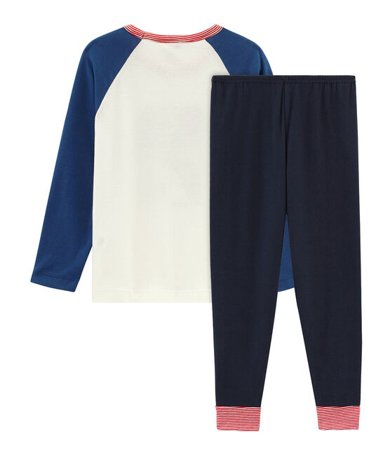 Pyjama petit garçon en côte bleu SMOKING/blanc MULTICO